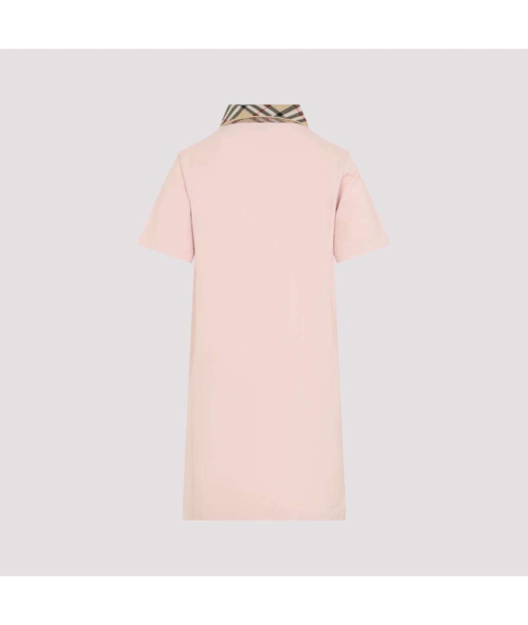 BURBERRY Розовое хлопковое повседневное платье, фото 3
