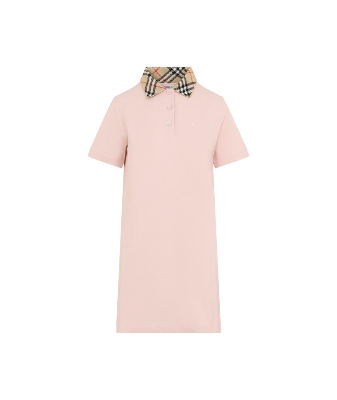 BURBERRY Розовое хлопковое повседневное платье, фото 1