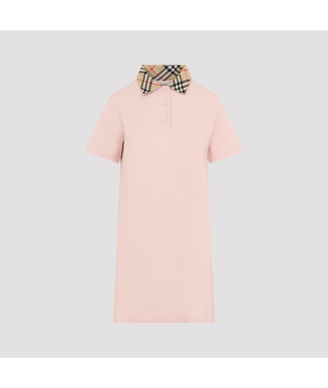 BURBERRY Розовое хлопковое повседневное платье, фото 2