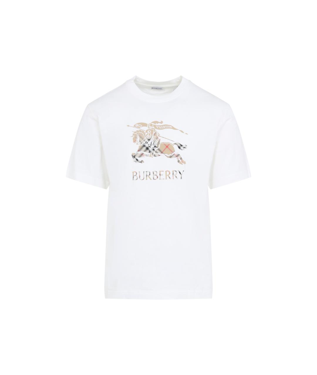 BURBERRY Белая хлопковая футболка, фото 1