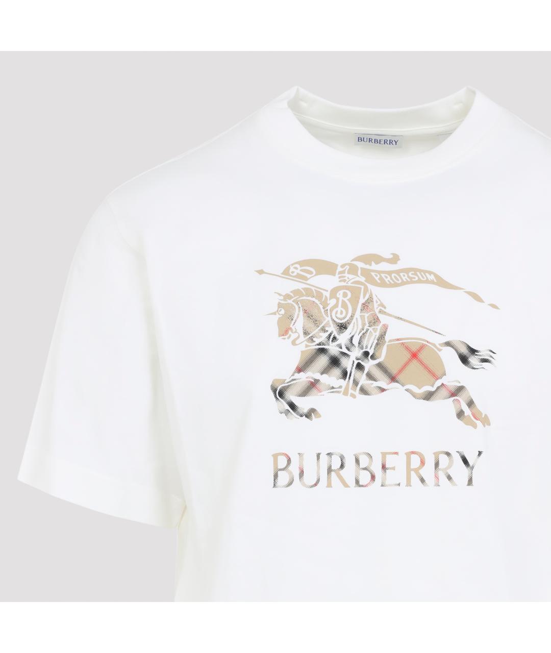 BURBERRY Белая хлопковая футболка, фото 3