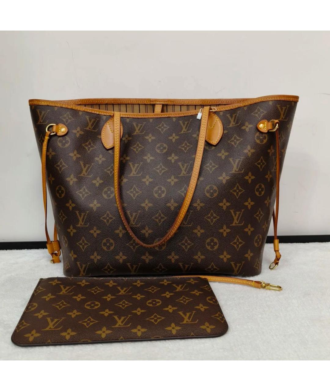 LOUIS VUITTON Коричневая кожаная сумка с короткими ручками, фото 2