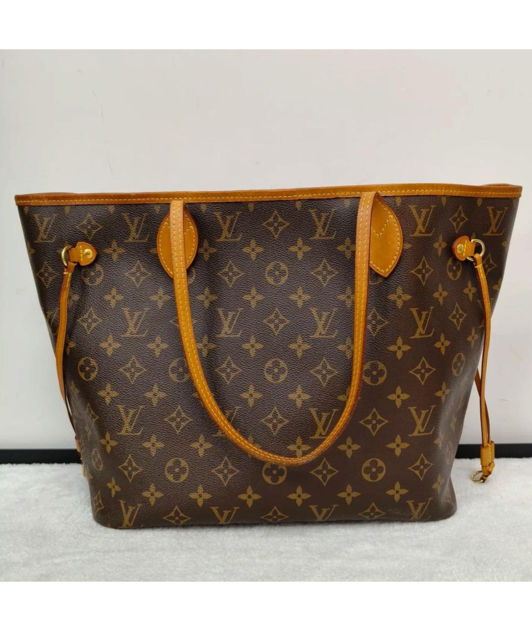LOUIS VUITTON Коричневая кожаная сумка с короткими ручками, фото 3