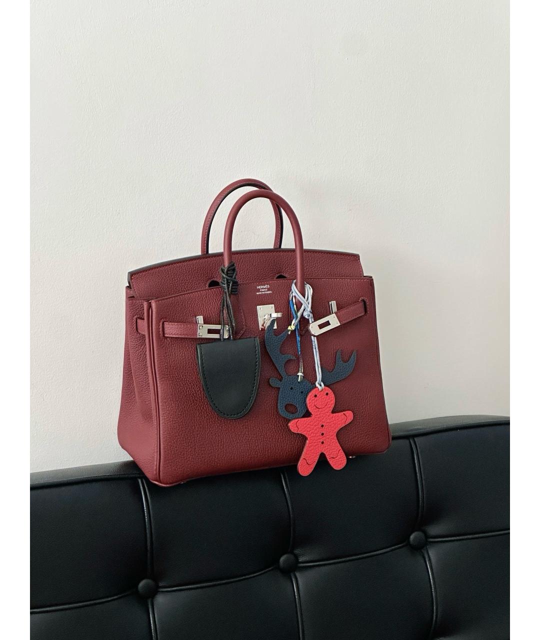 HERMES Красная кожаная сумка тоут, фото 3