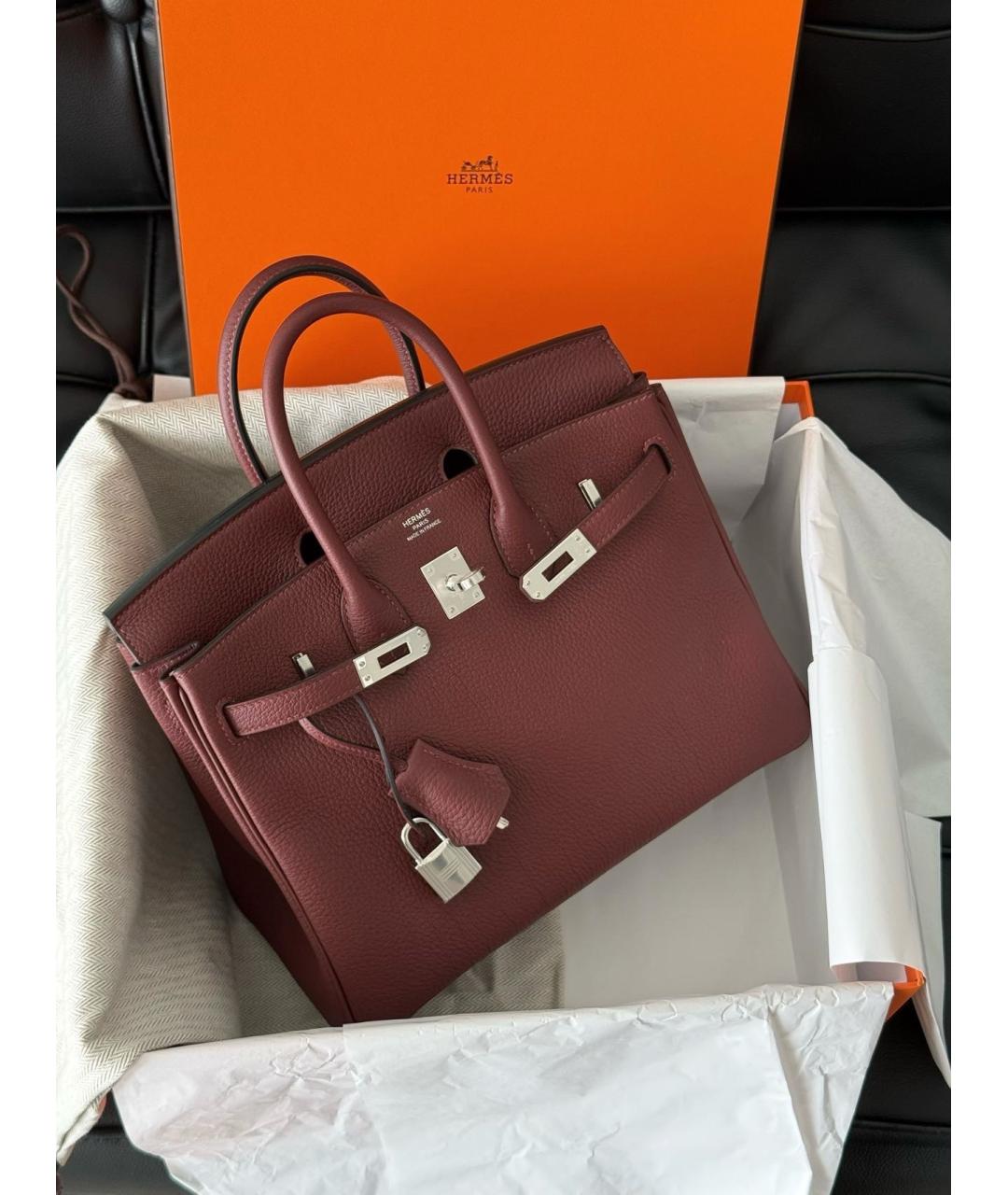 HERMES Красная кожаная сумка тоут, фото 2
