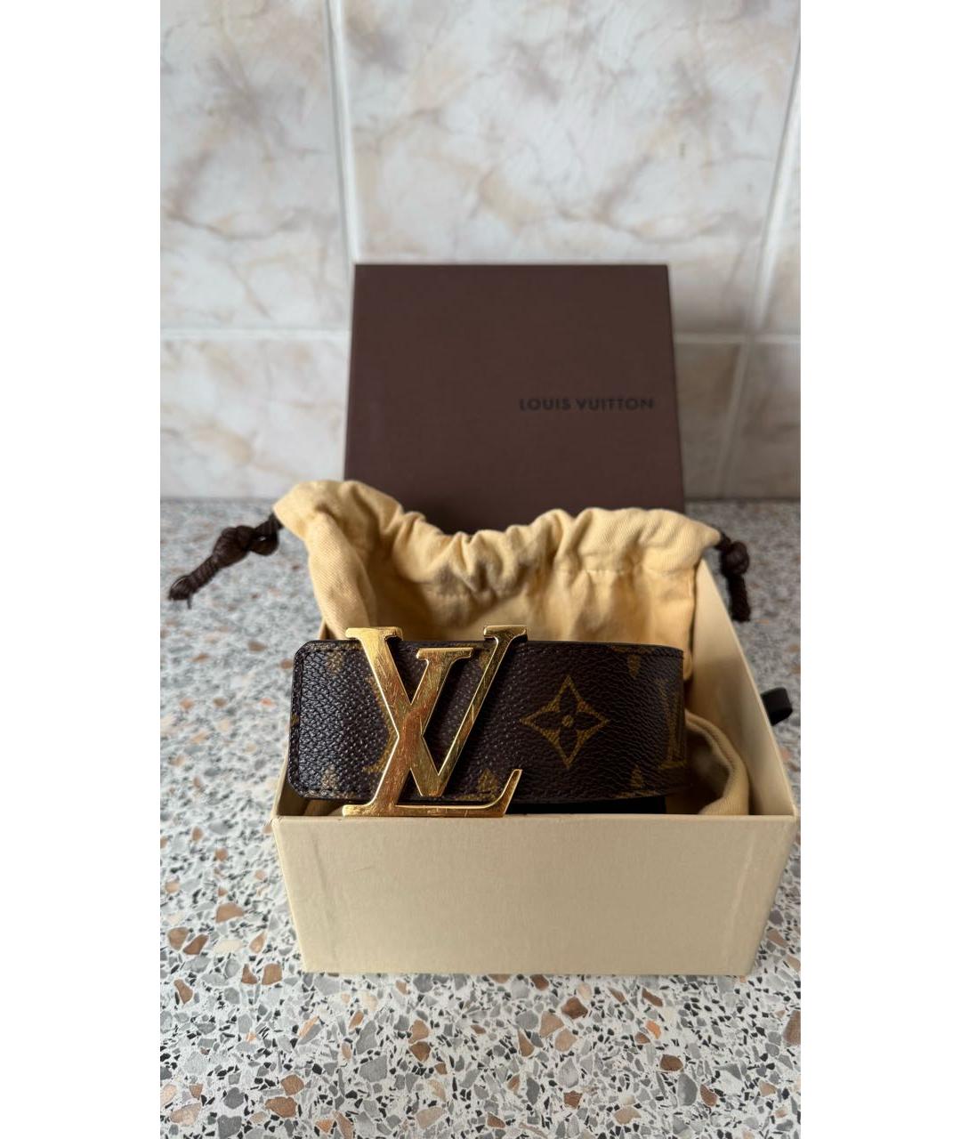 LOUIS VUITTON Коричневый кожаный ремень, фото 7