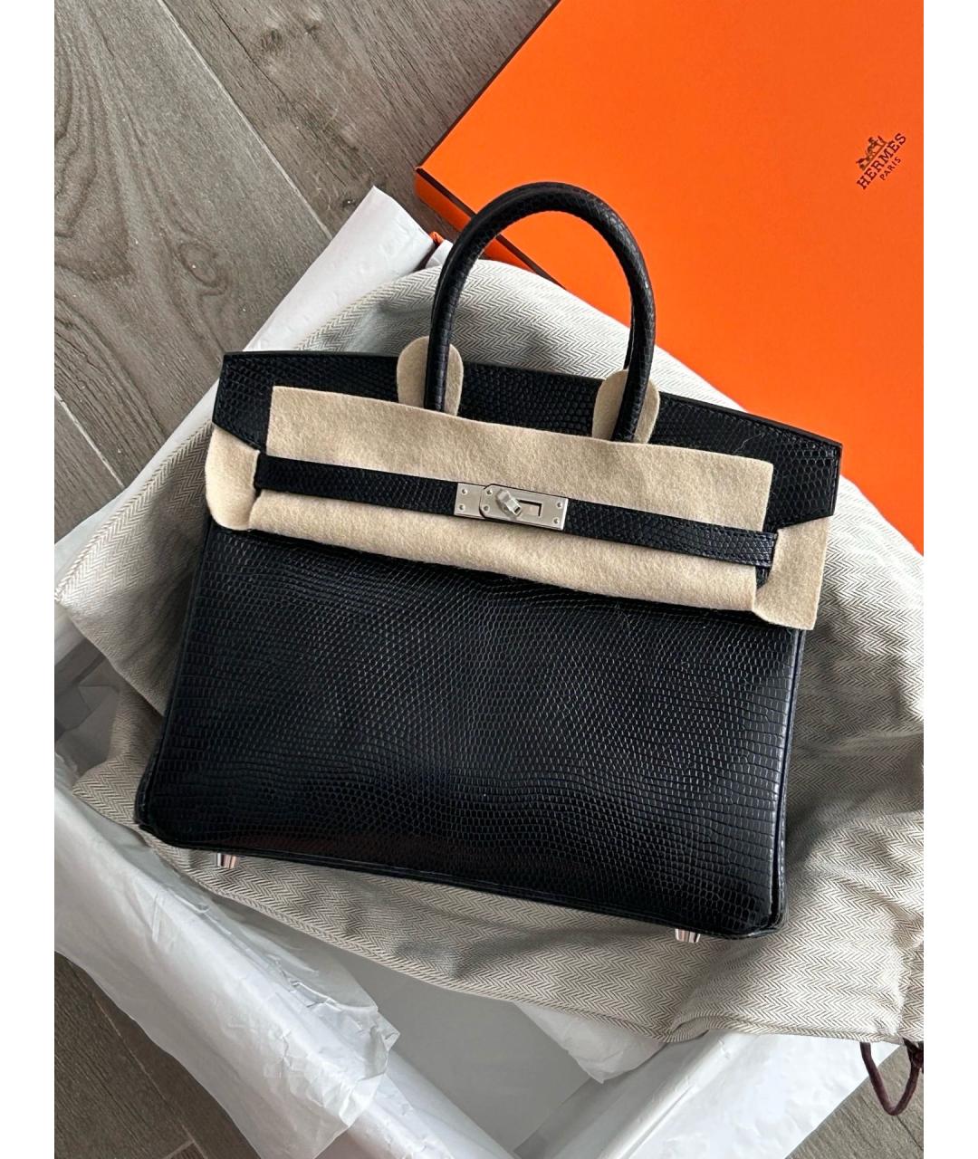 HERMES Черная кожаная сумка тоут, фото 7