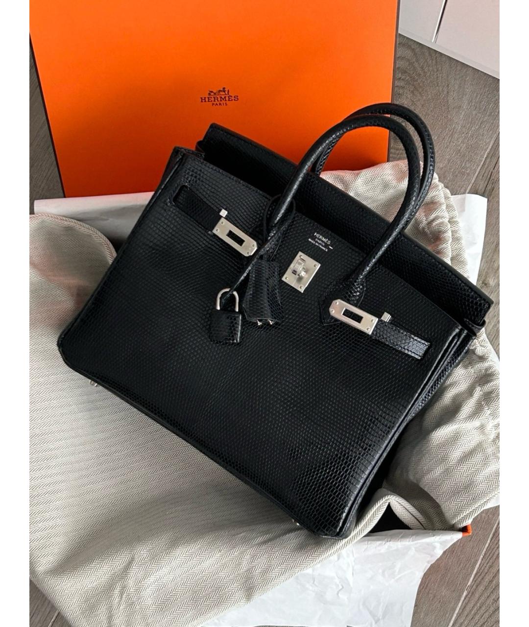 HERMES Черная кожаная сумка тоут, фото 5