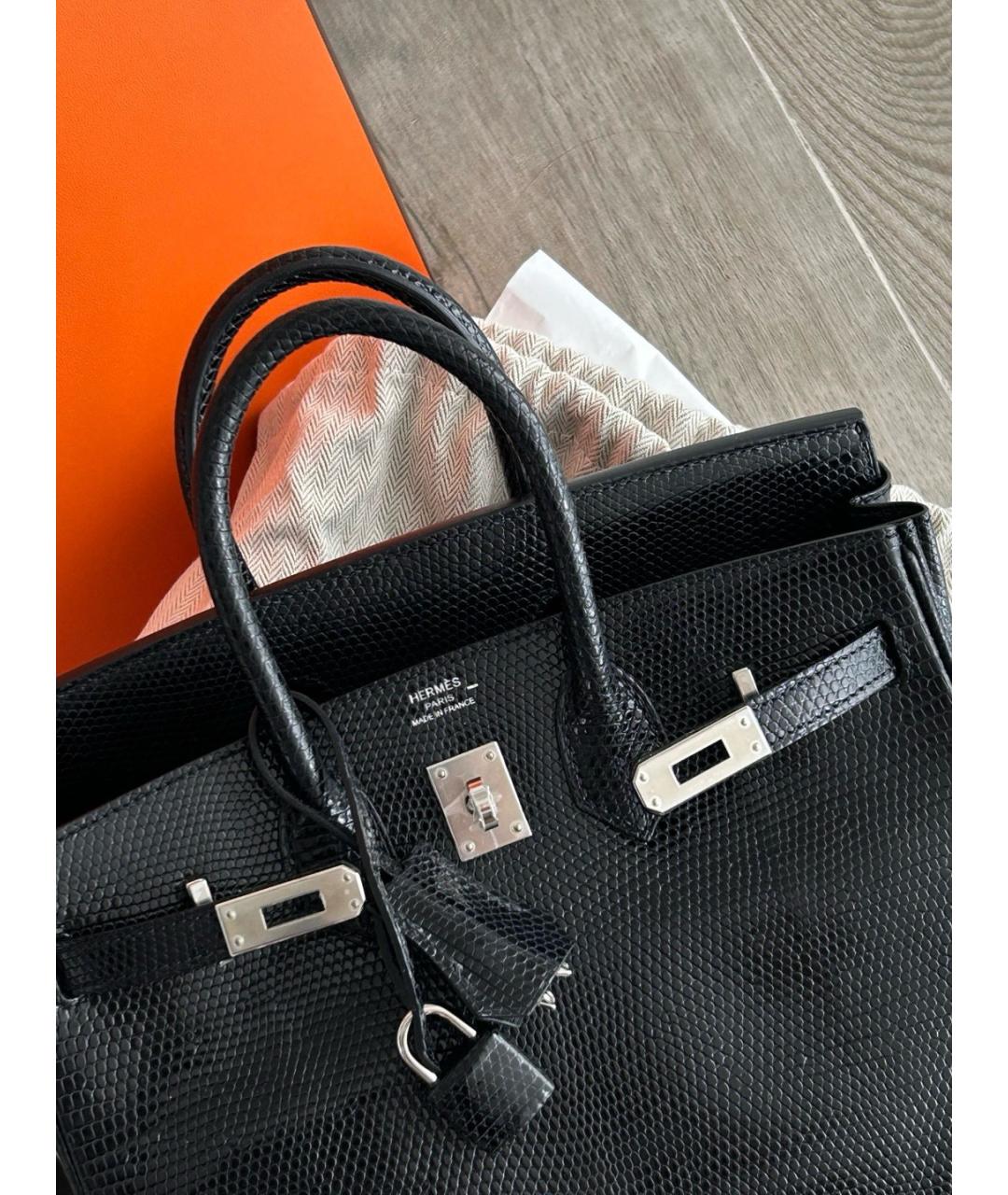 HERMES Черная кожаная сумка тоут, фото 4