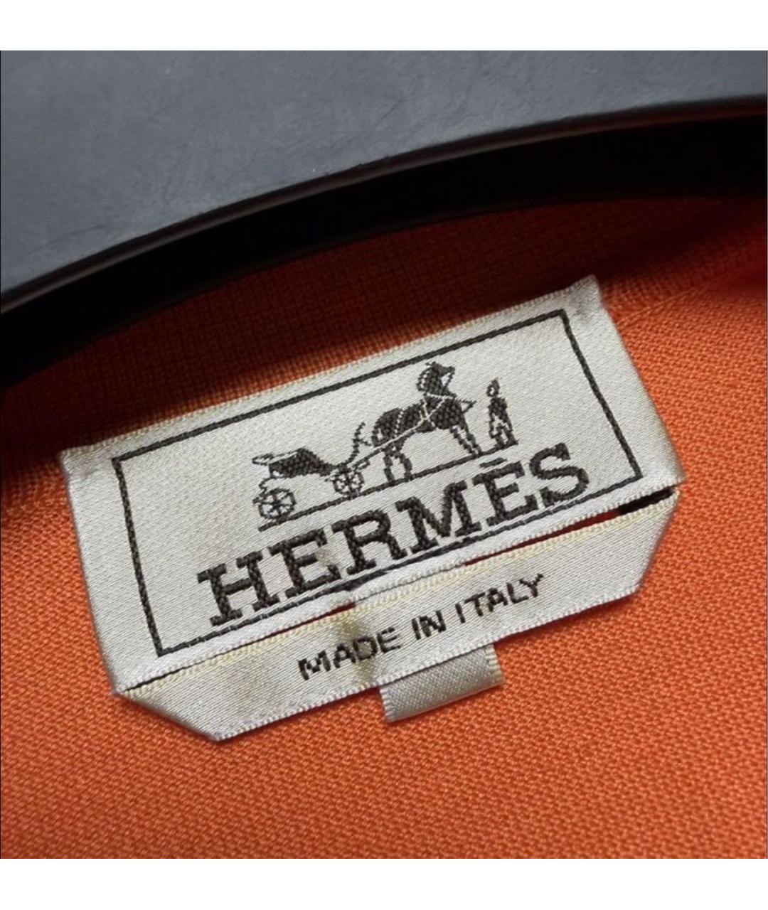 HERMES Оранжевое хлопковое поло с коротким рукавом, фото 4