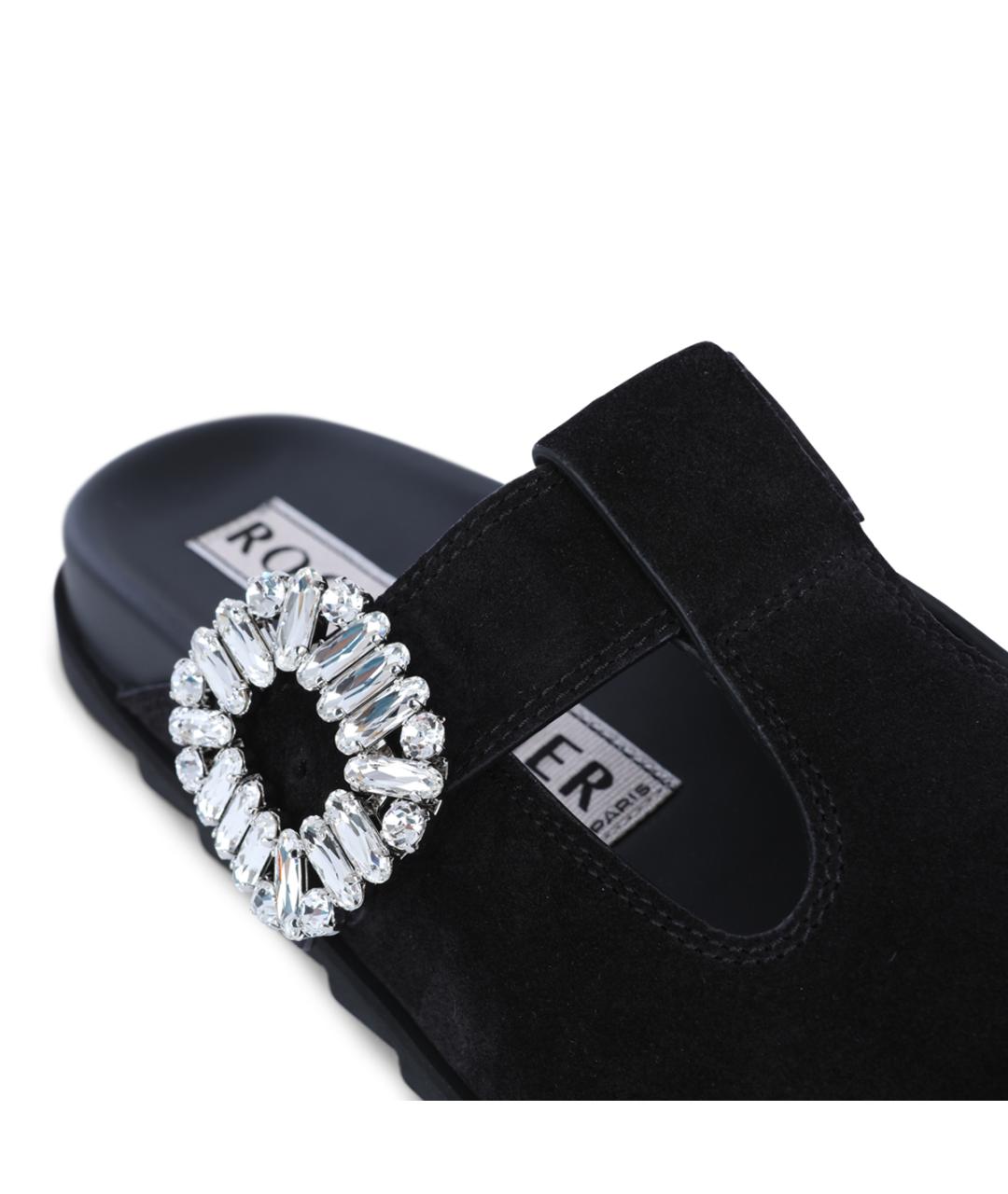 ROGER VIVIER Черные замшевые сабо, фото 8