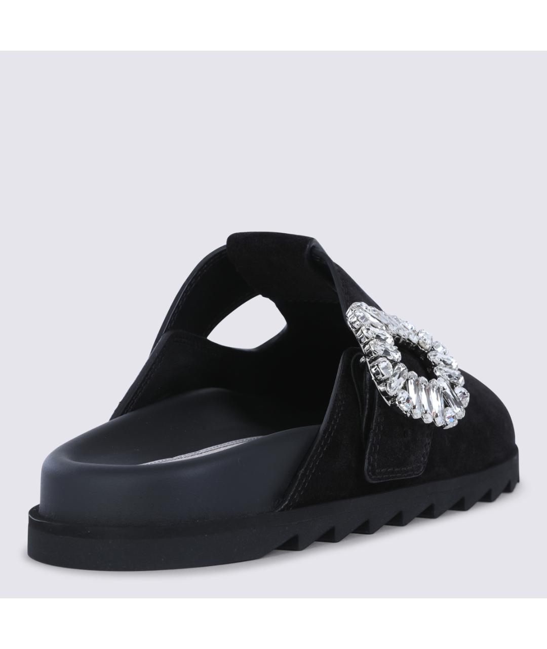 ROGER VIVIER Черные замшевые сабо, фото 5