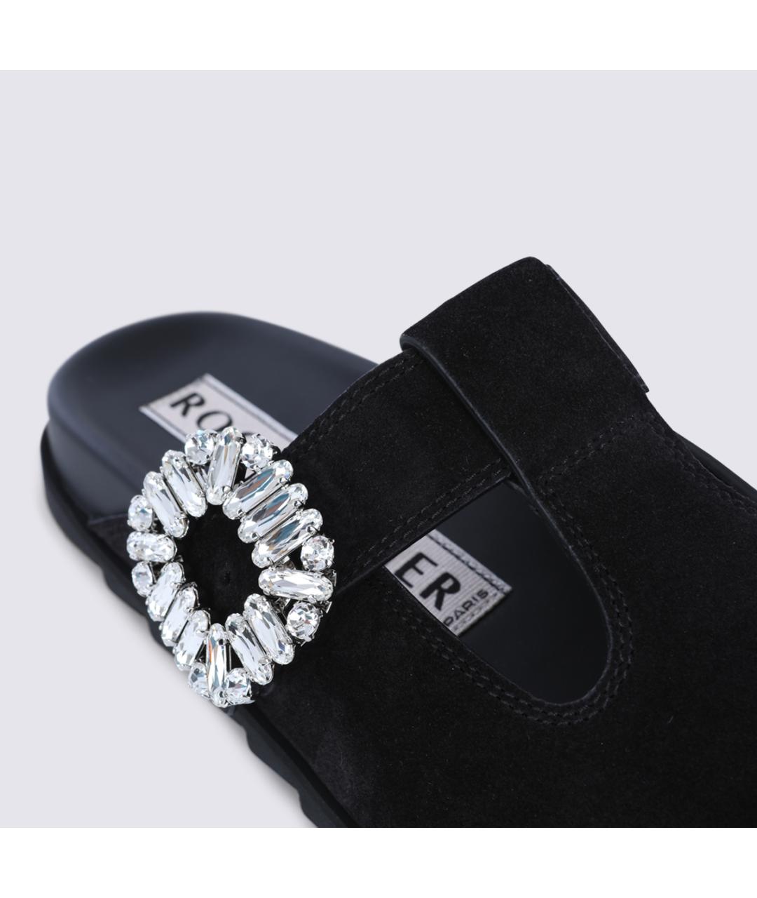 ROGER VIVIER Черные замшевые сабо, фото 7