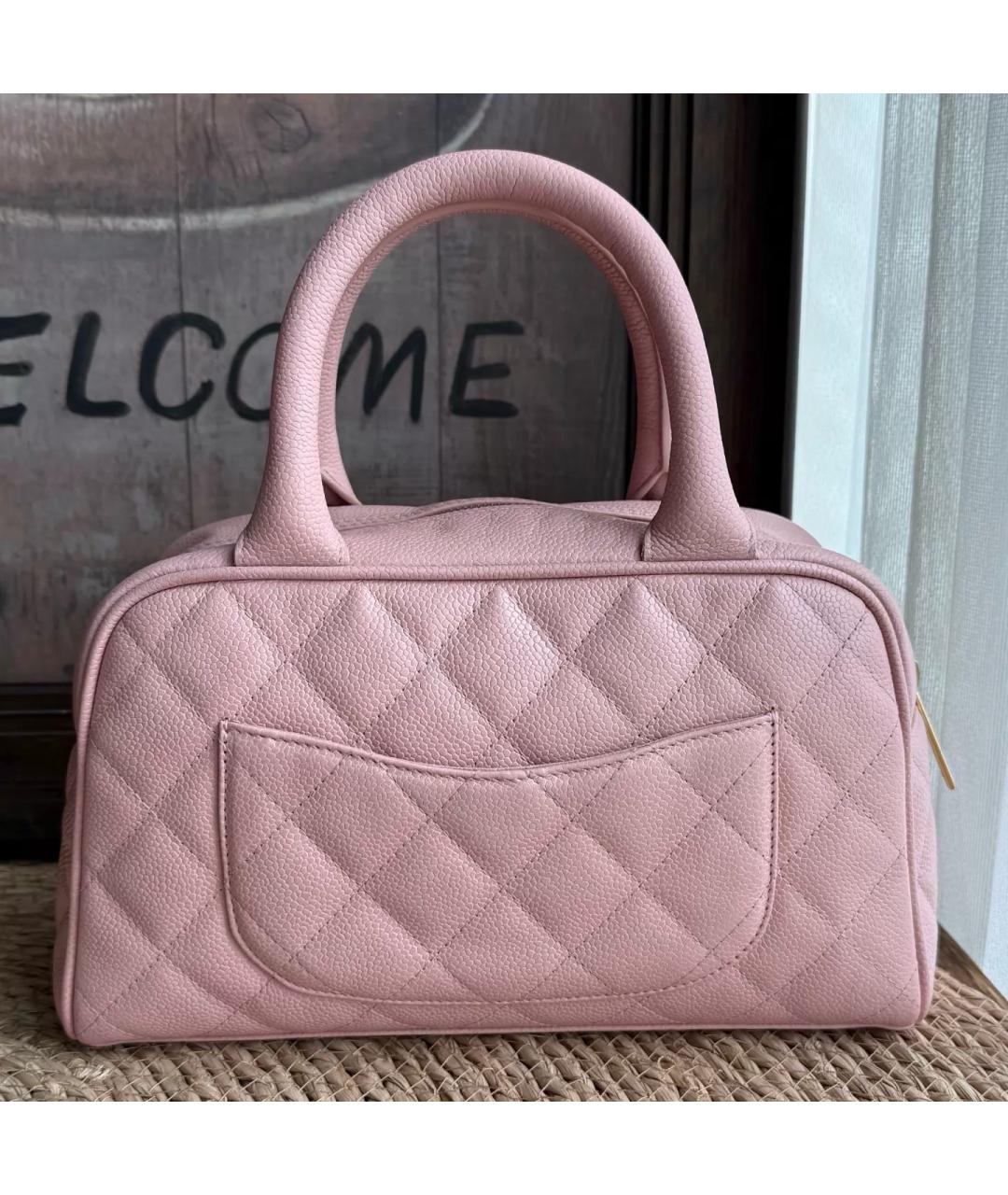 CHANEL Розовая кожаная сумка с короткими ручками, фото 3