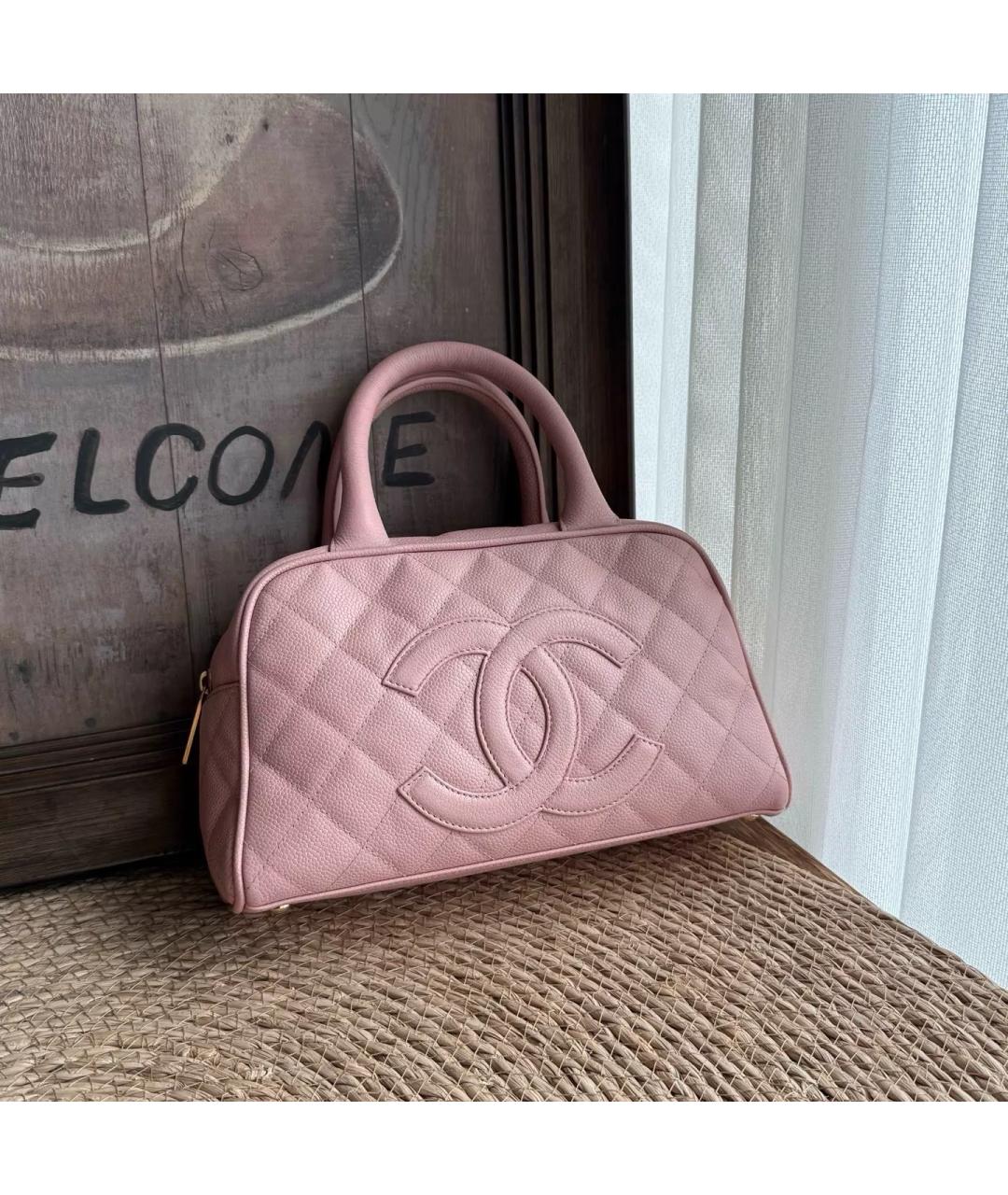 CHANEL Розовая кожаная сумка с короткими ручками, фото 10