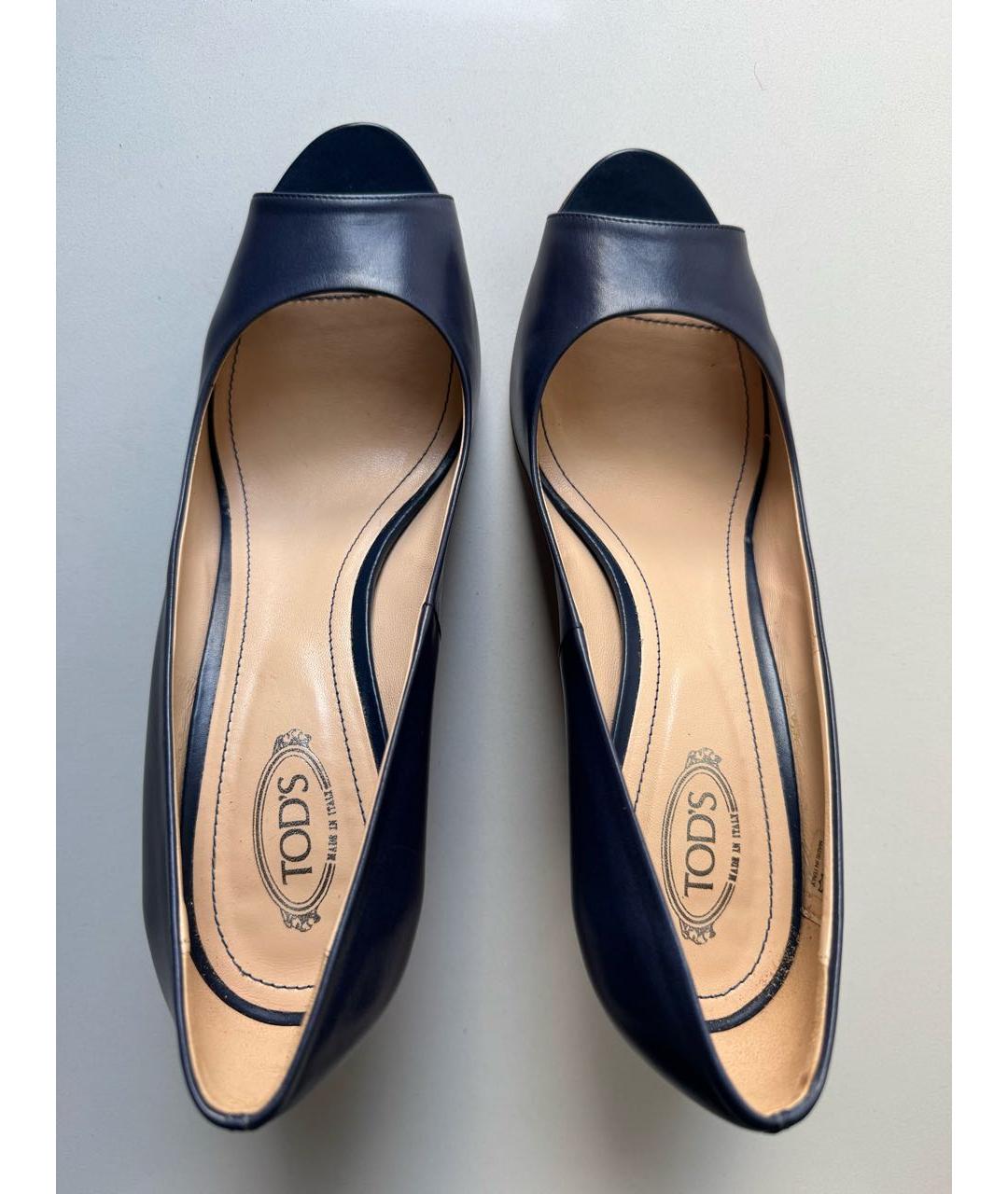 TOD'S Темно-синие кожаные туфли, фото 3