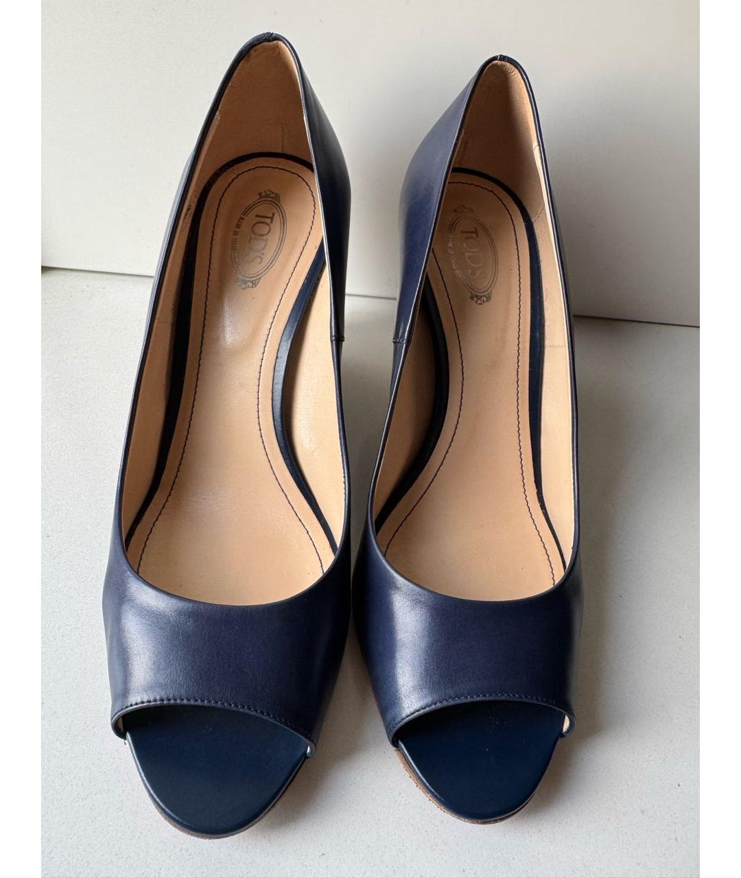 TOD'S Темно-синие кожаные туфли, фото 2