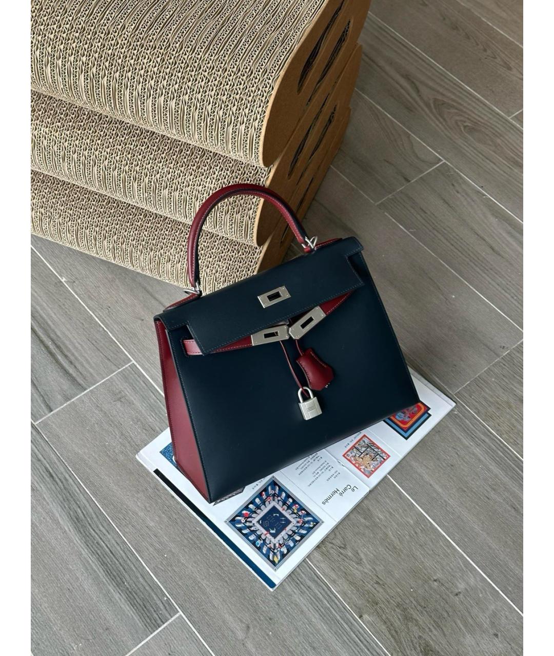 HERMES Синяя кожаная сумка тоут, фото 2