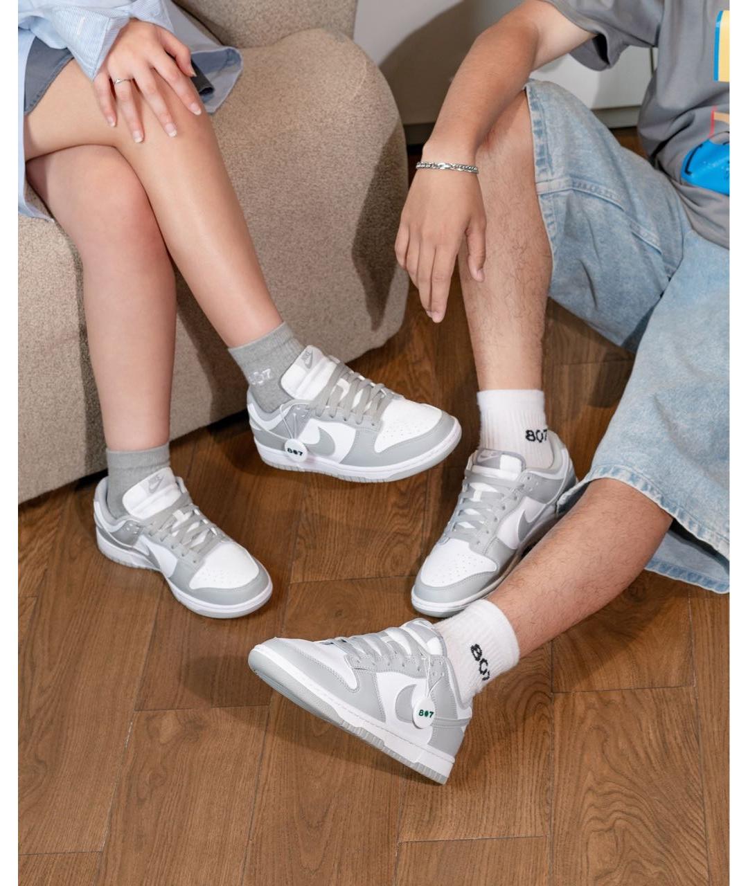 NIKE Серые кожаные низкие кроссовки / кеды, фото 4
