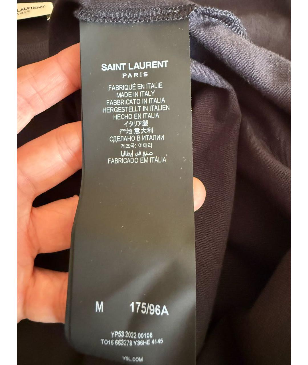 SAINT LAURENT Синяя хлопковая футболка, фото 4