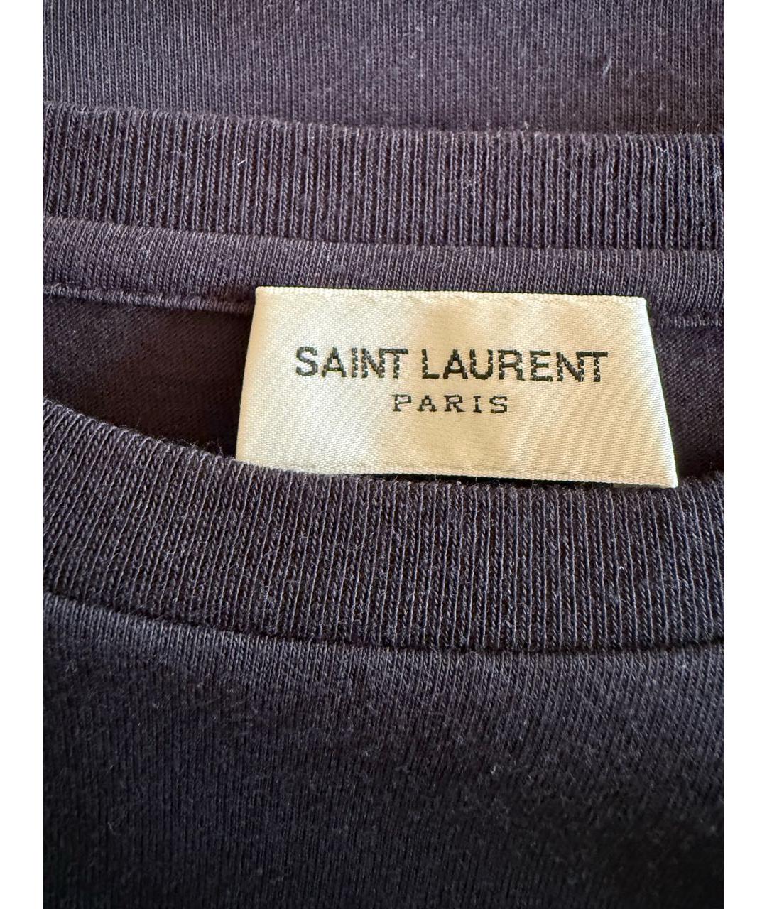 SAINT LAURENT Синяя хлопковая футболка, фото 3