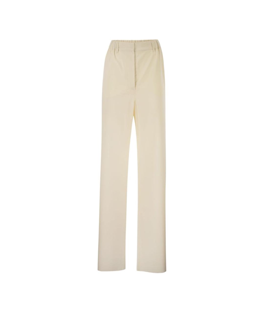 MAX MARA Белые шерстяные прямые брюки, фото 1