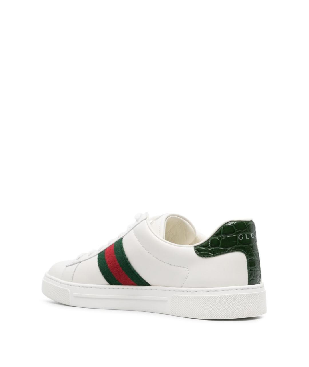 GUCCI Белые кожаные кеды, фото 4