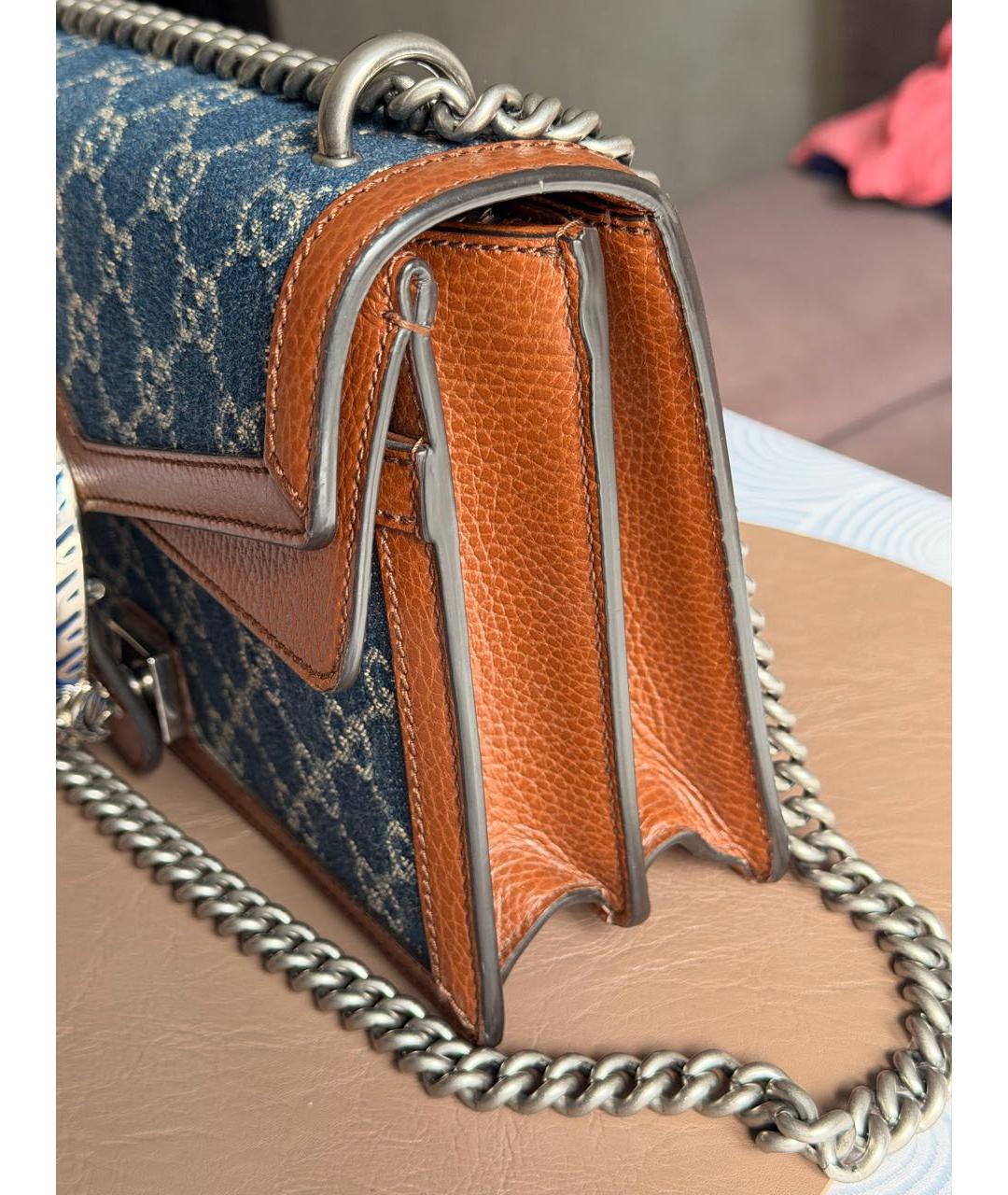 GUCCI Коричневая кожаная сумка через плечо, фото 7