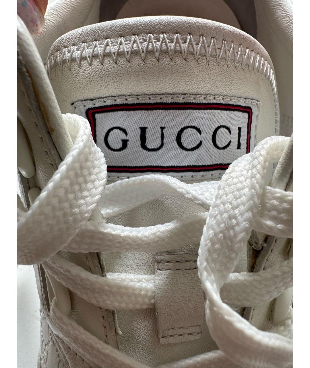 GUCCI Белые кожаные низкие кроссовки / кеды, фото 5