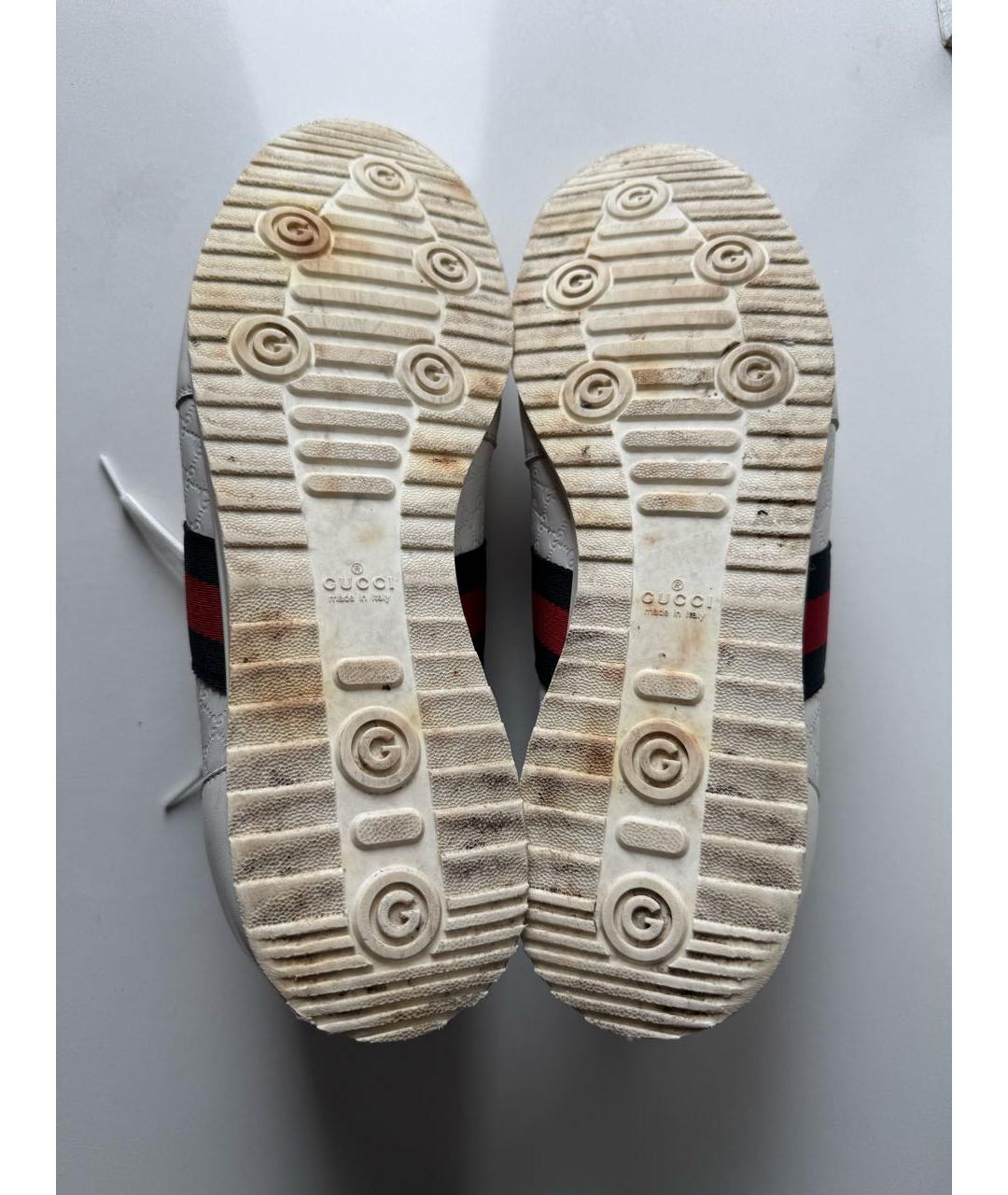 GUCCI Белые кожаные низкие кроссовки / кеды, фото 8