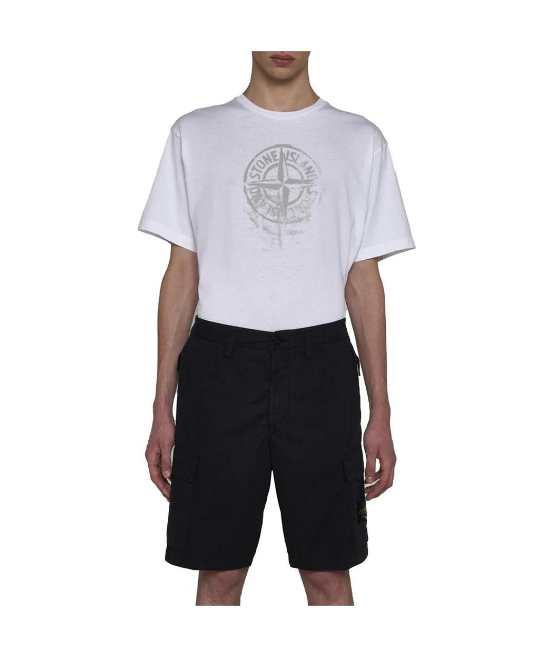 STONE ISLAND Темно-синие хлопковые шорты, фото 4