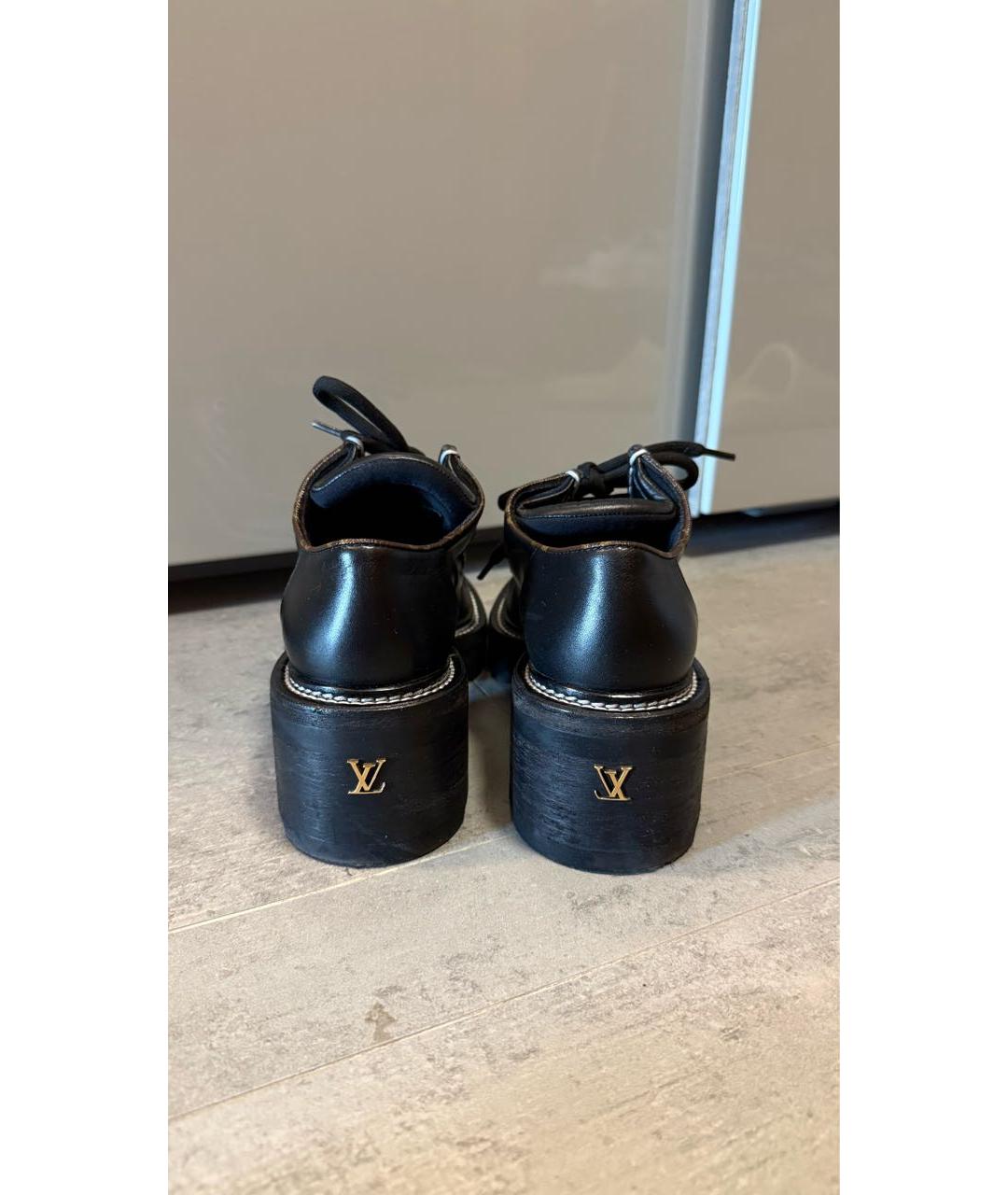 LOUIS VUITTON Черные кожаные лоферы, фото 4