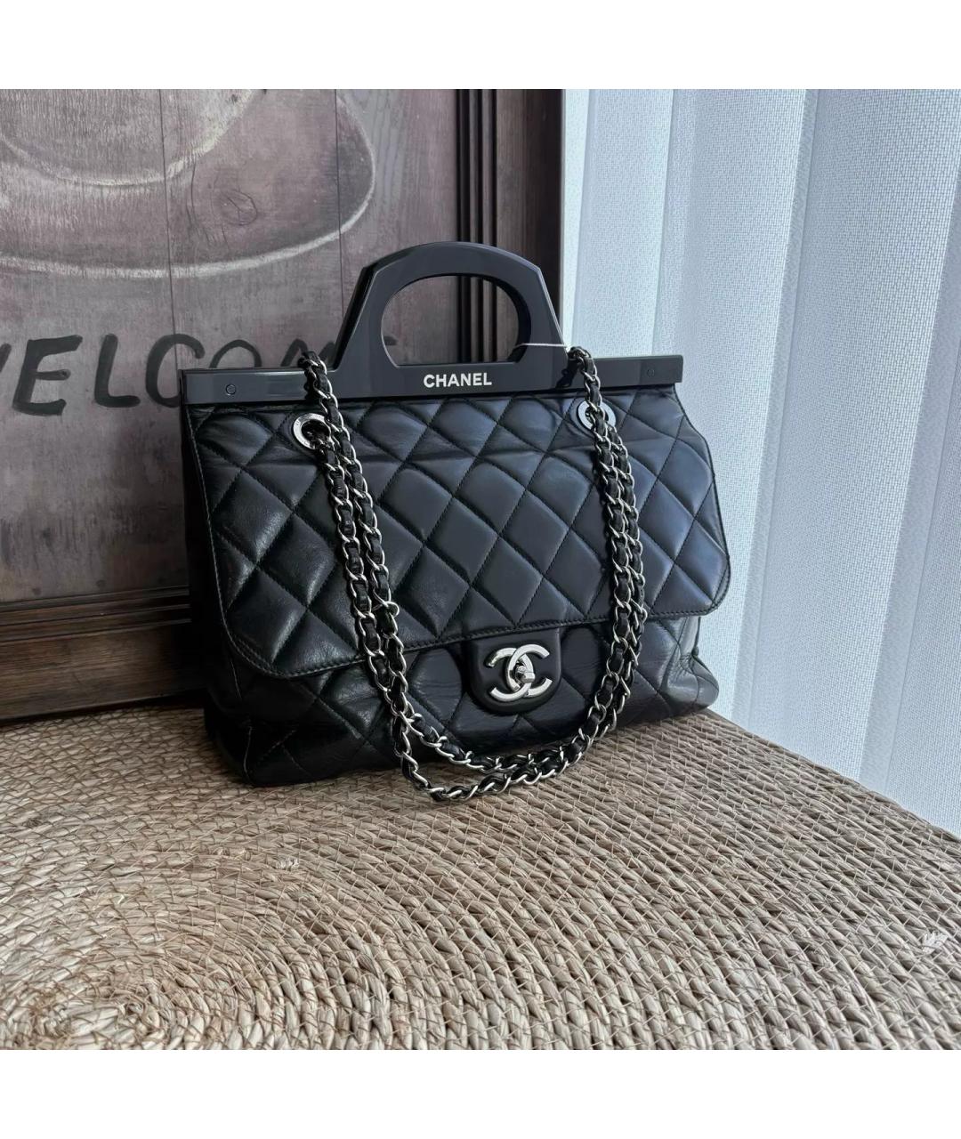 CHANEL Черная кожаная сумка через плечо, фото 10