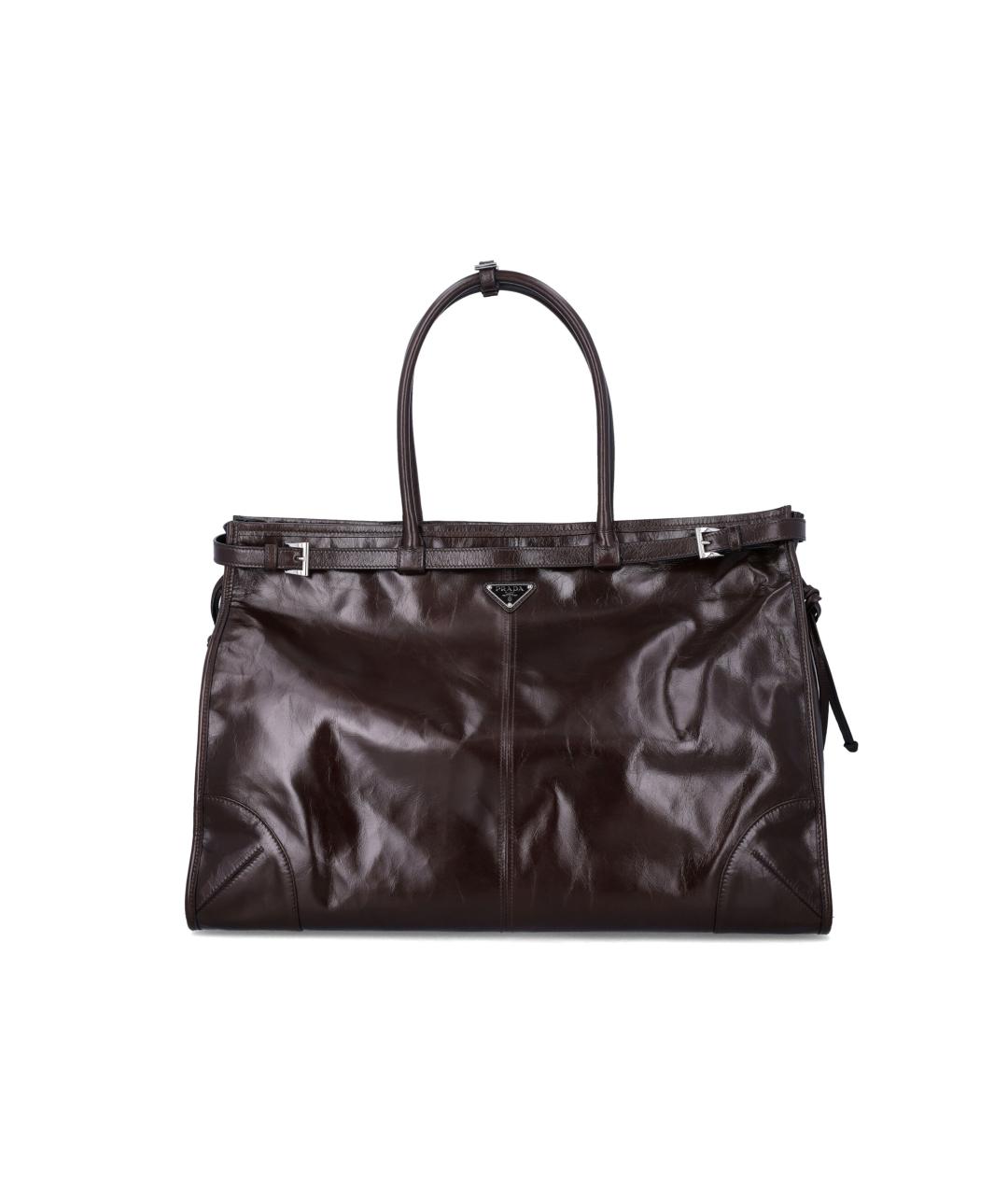 PRADA Коричневая кожаная сумка тоут, фото 1