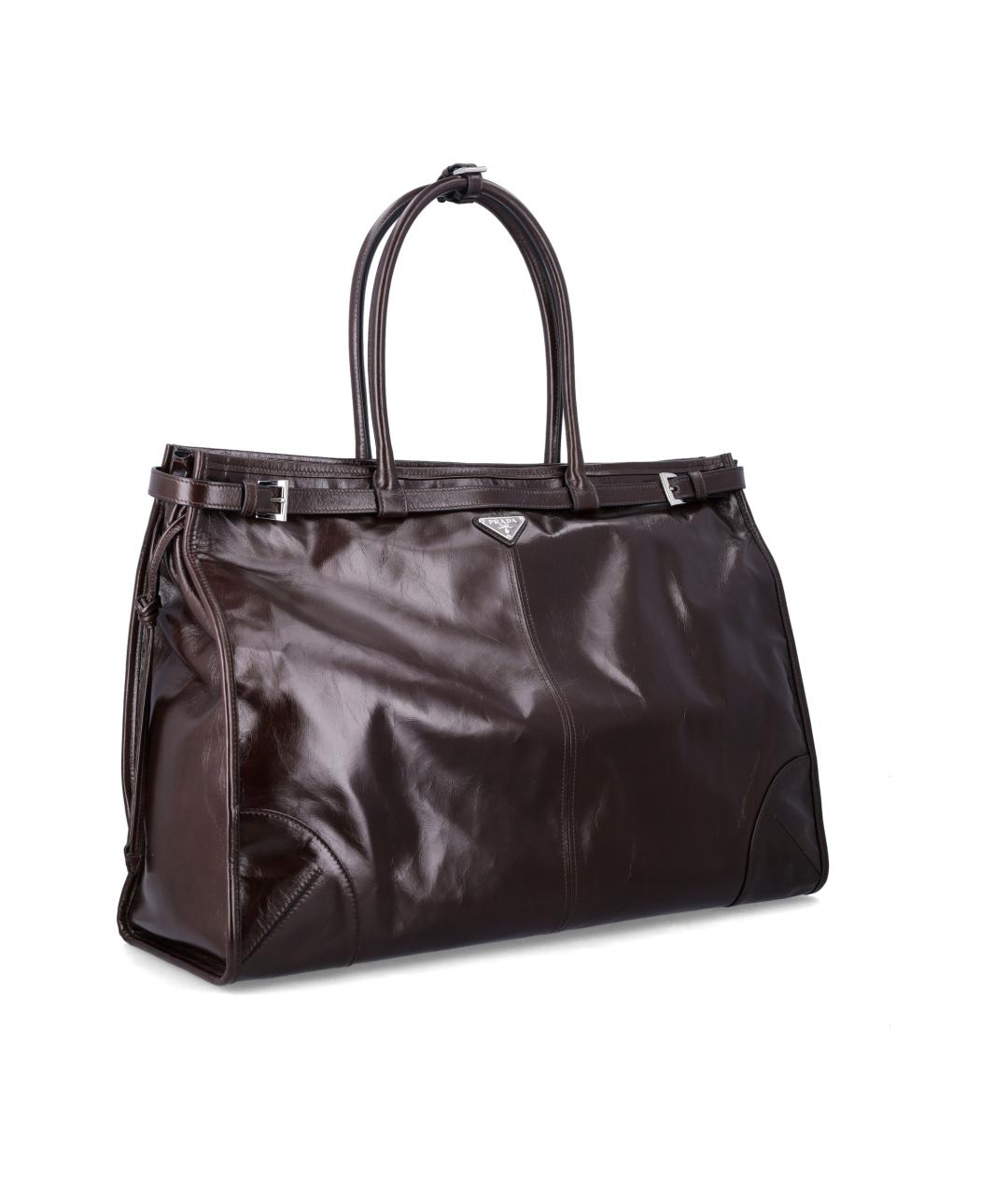 PRADA Коричневая кожаная сумка тоут, фото 2