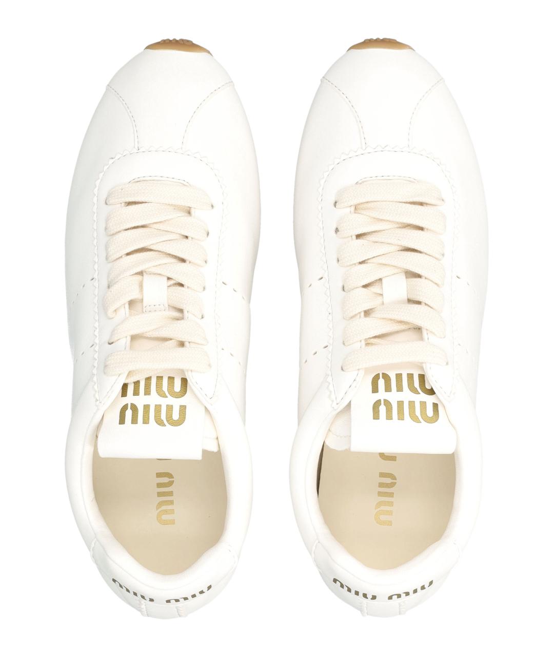 MIU MIU Бежевые кожаные кроссовки, фото 2