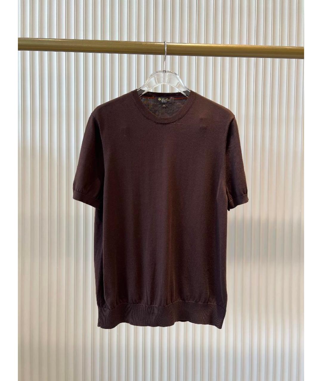 LORO PIANA Коричневая хлопковая футболка, фото 10