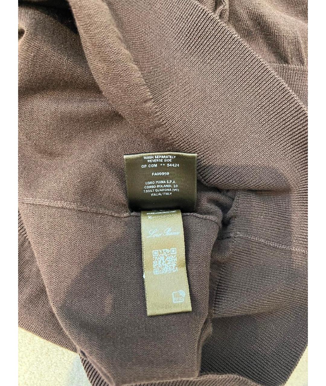LORO PIANA Коричневая хлопковая футболка, фото 8