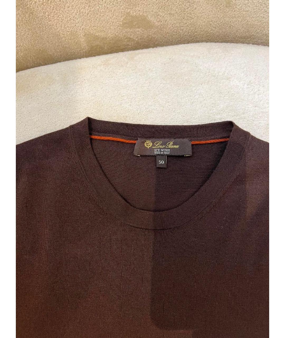 LORO PIANA Коричневая хлопковая футболка, фото 3