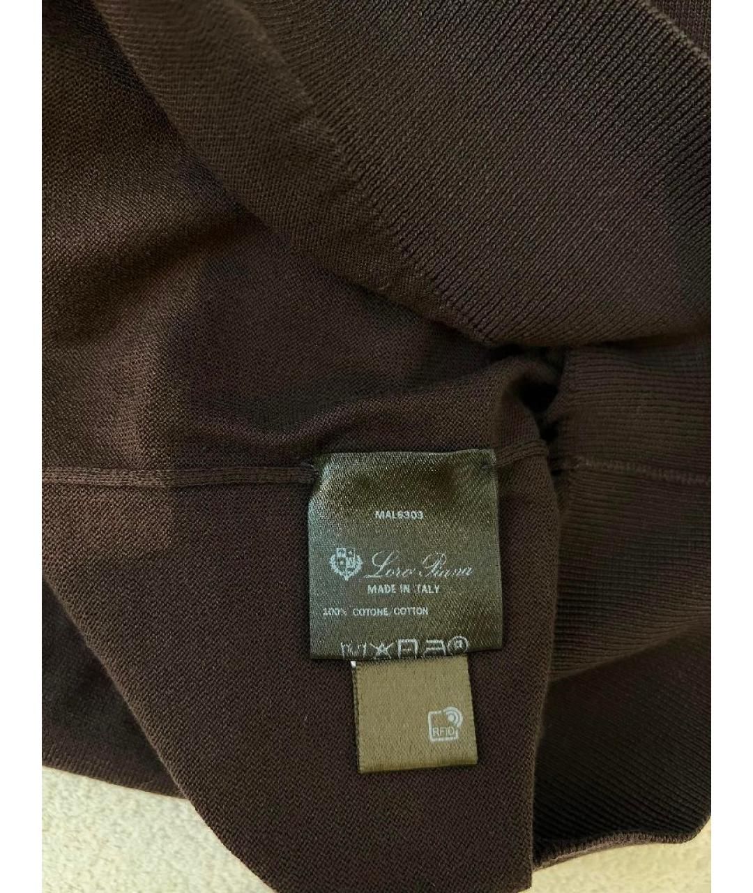 LORO PIANA Коричневая хлопковая футболка, фото 7