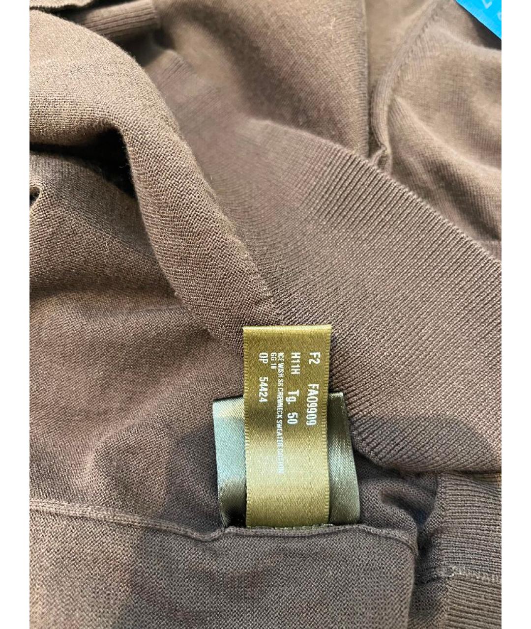 LORO PIANA Коричневая хлопковая футболка, фото 9