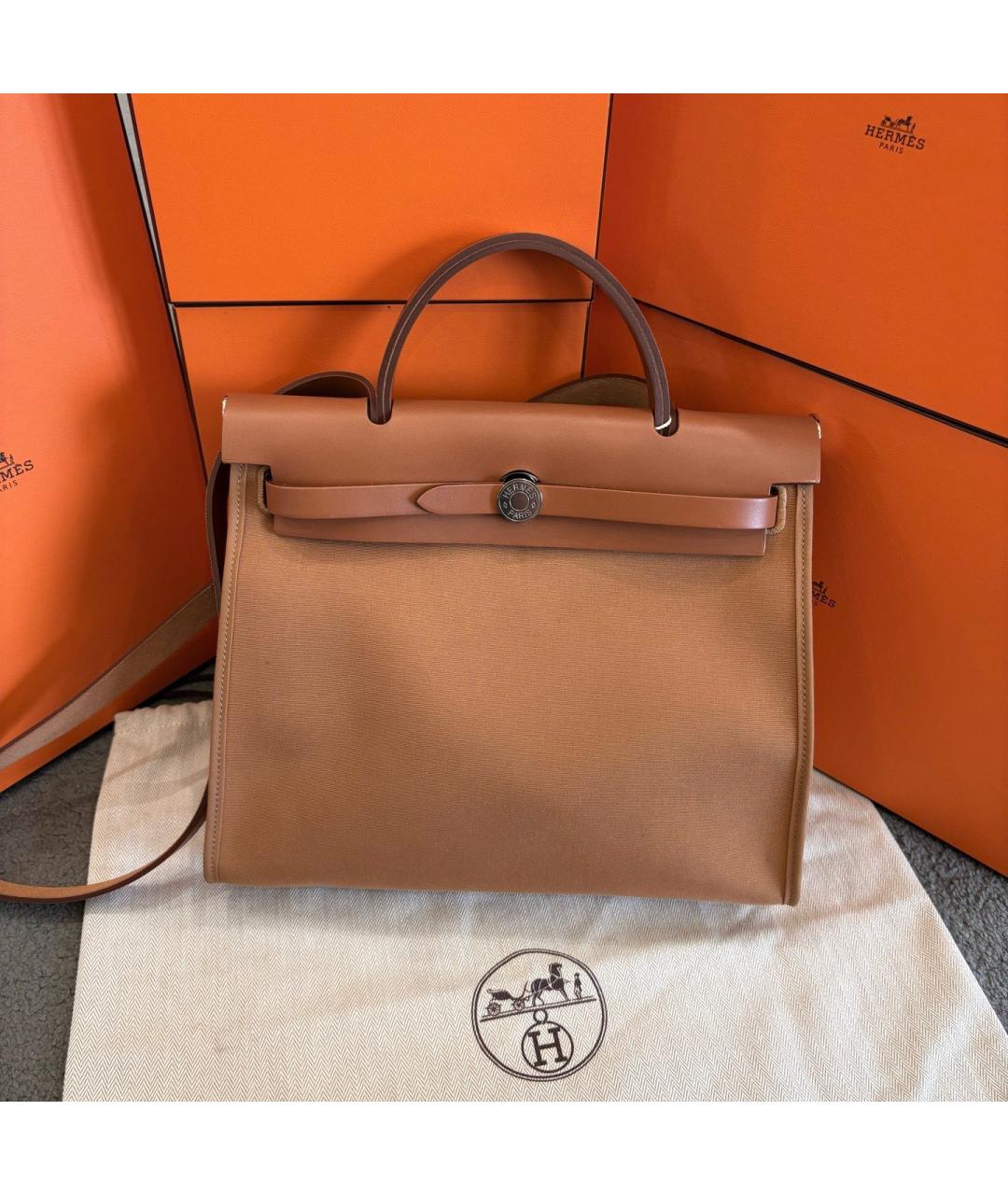 HERMES Коричневая деним сумка через плечо, фото 10