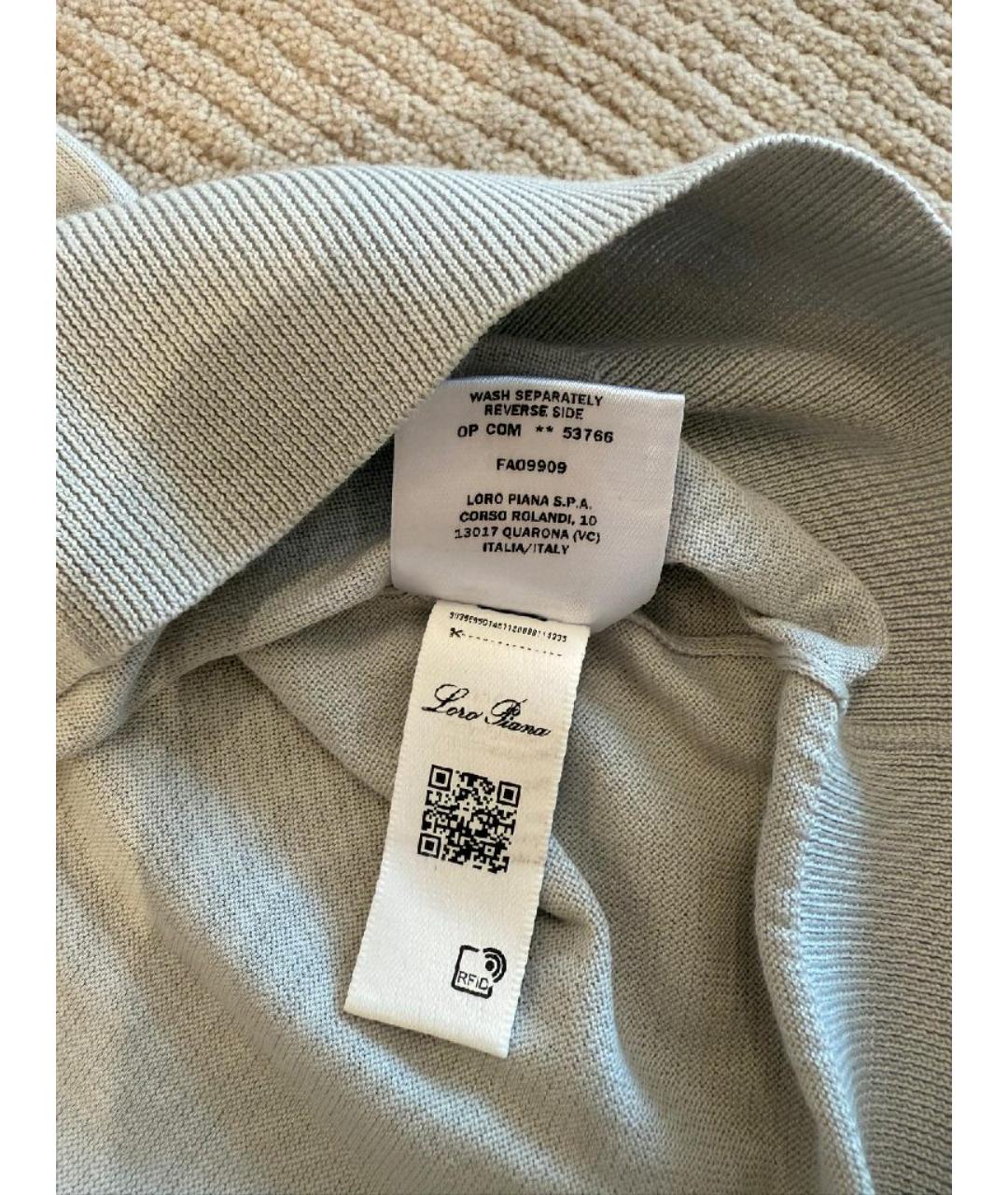LORO PIANA Голубая хлопковая футболка, фото 8