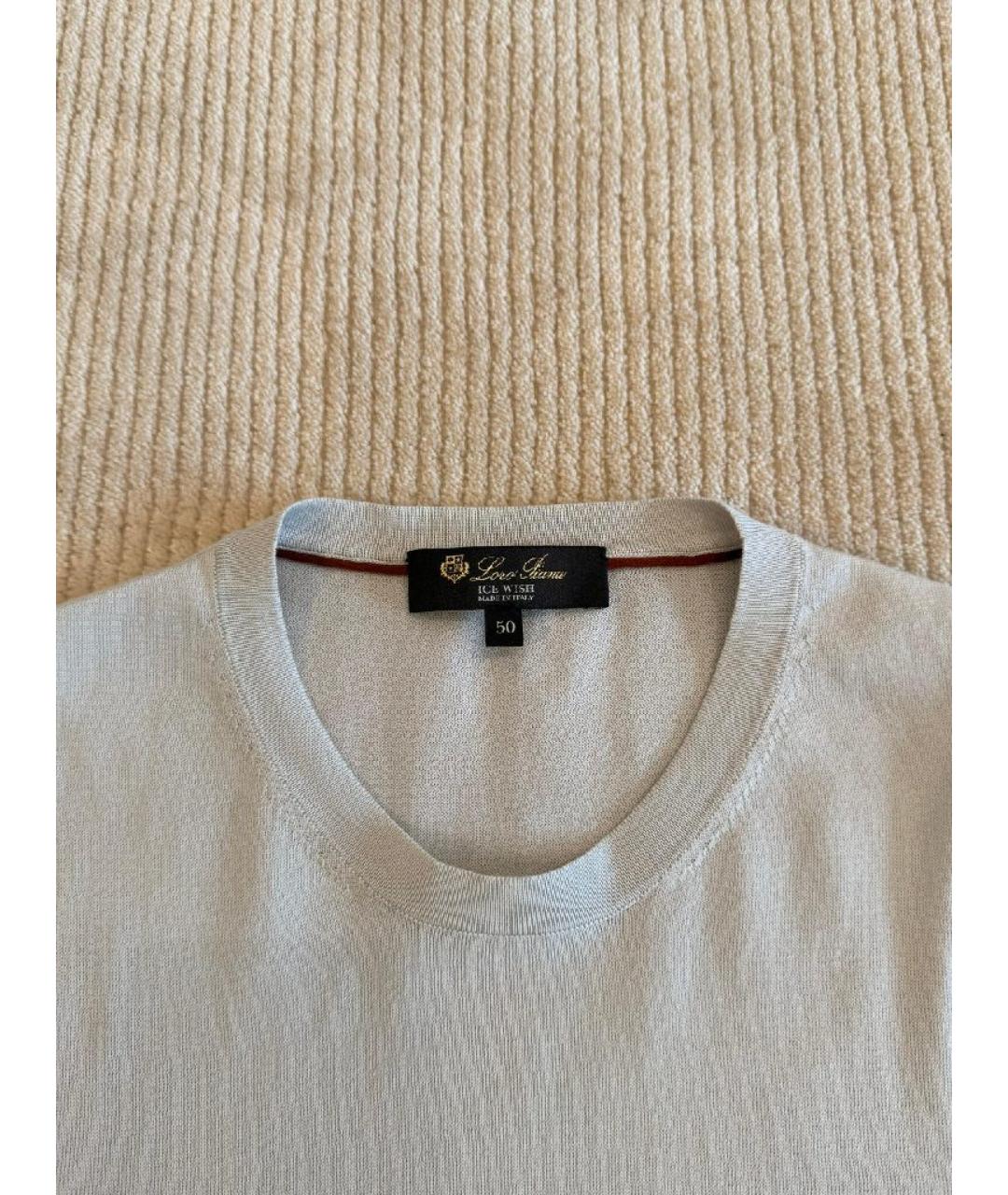 LORO PIANA Голубая хлопковая футболка, фото 3