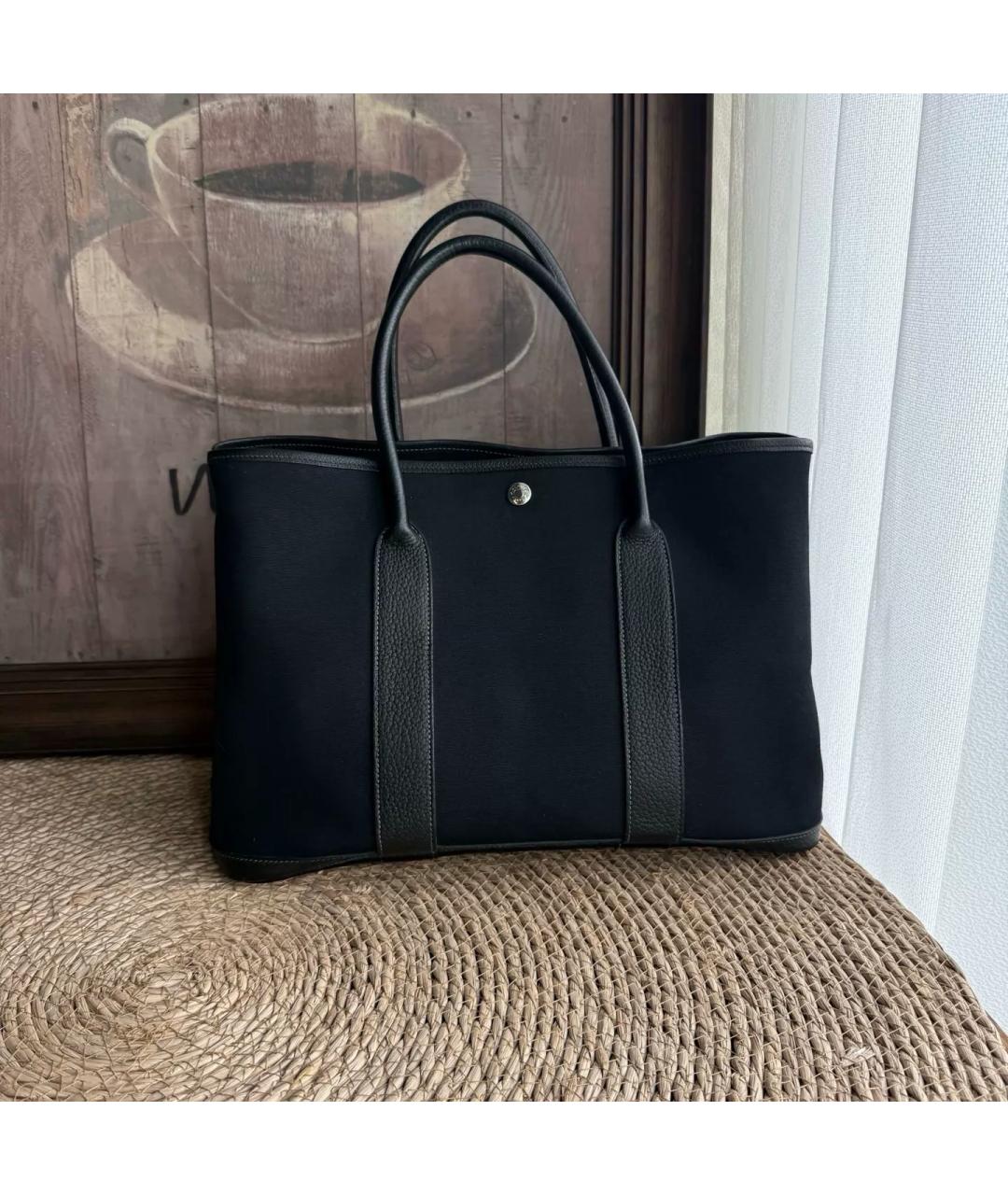 HERMES Черная хлопковая сумка тоут, фото 3