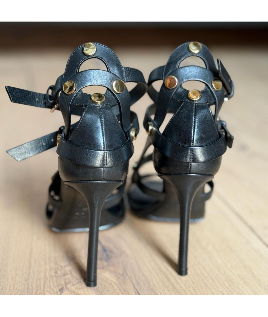 JIMMY CHOO Черные кожаные босоножки, фото 4