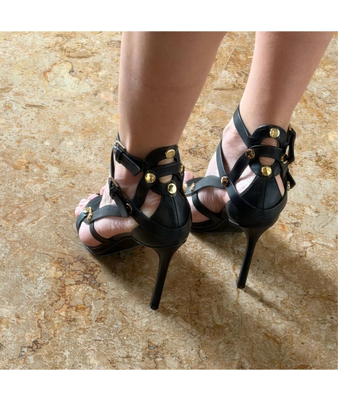 JIMMY CHOO Черные кожаные босоножки, фото 7
