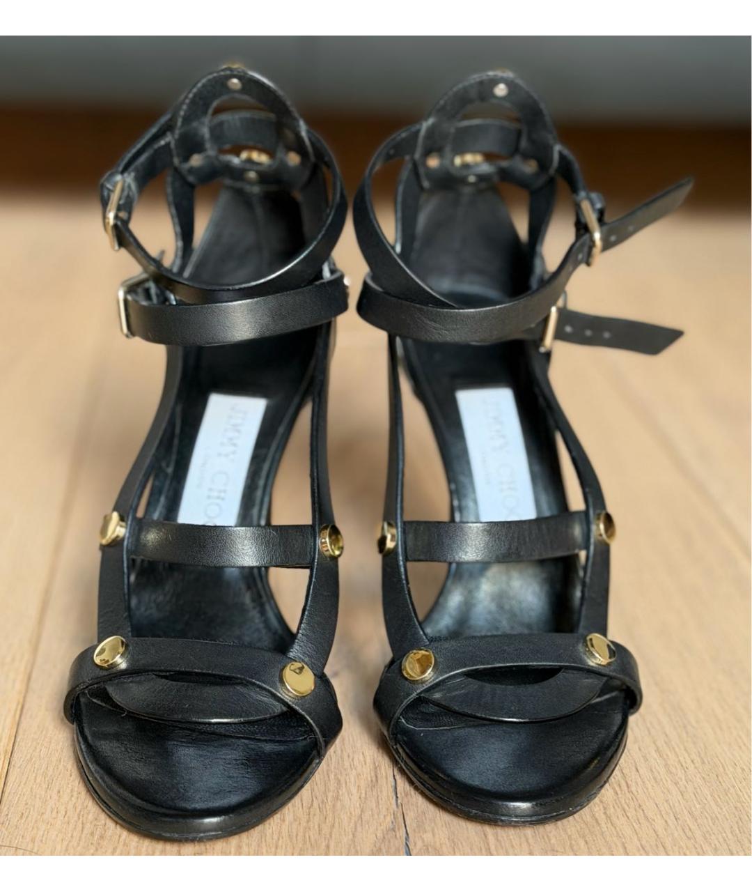 JIMMY CHOO Черные кожаные босоножки, фото 2