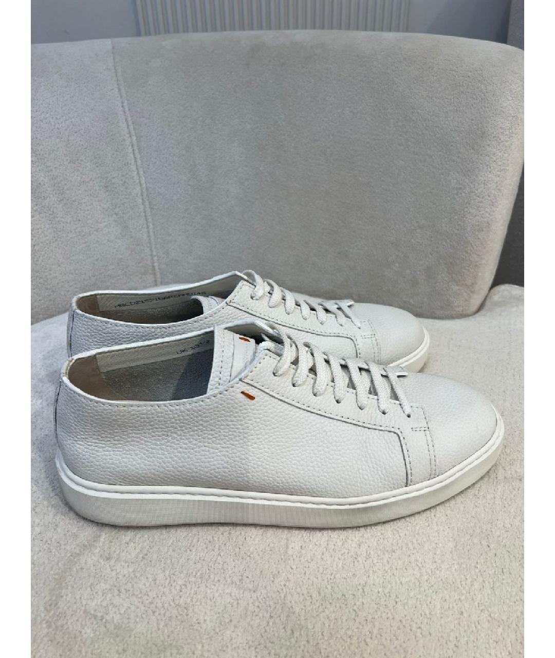 SANTONI Белые кожаные низкие кроссовки / кеды, фото 10