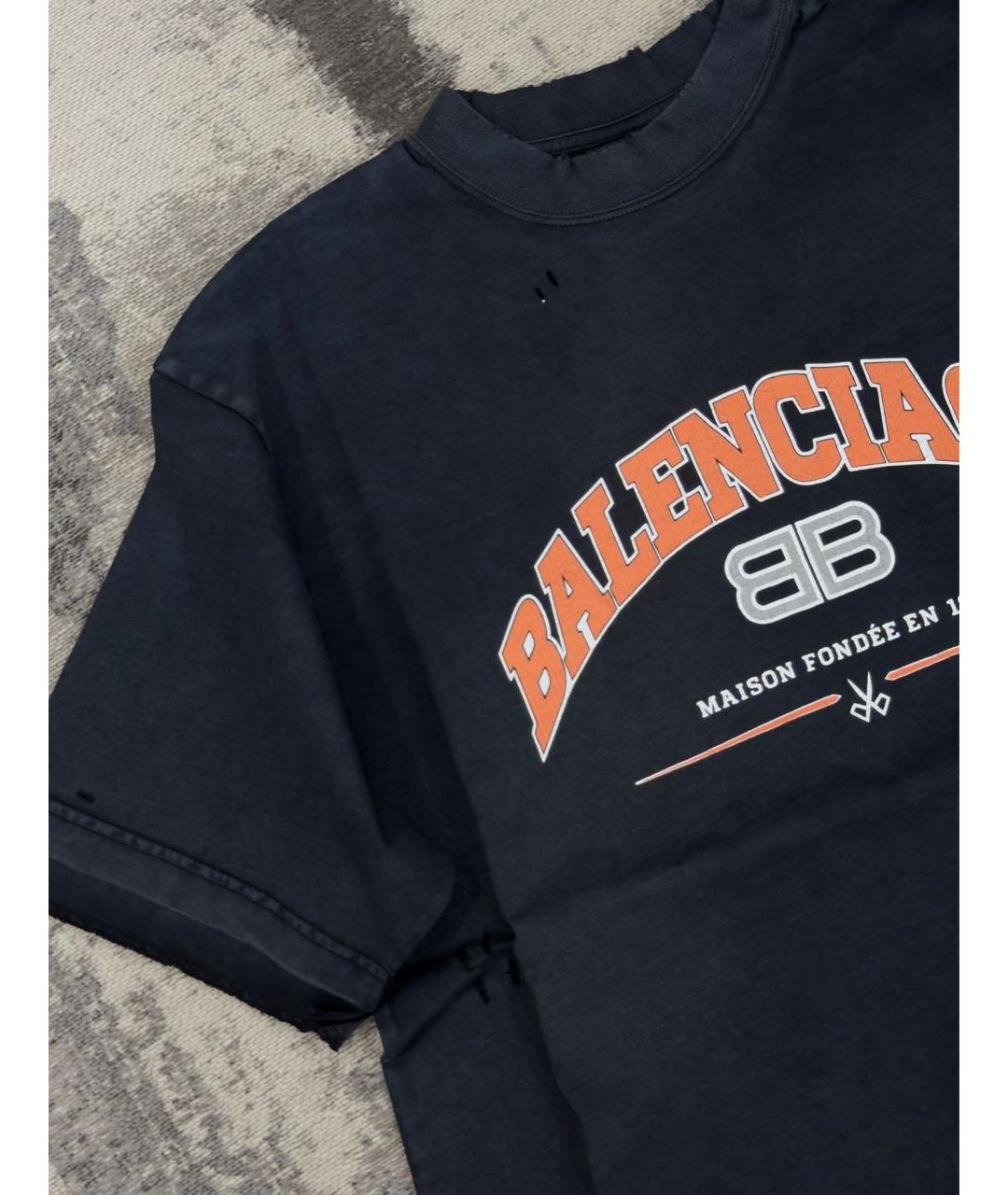 BALENCIAGA Черная хлопковая футболка, фото 3